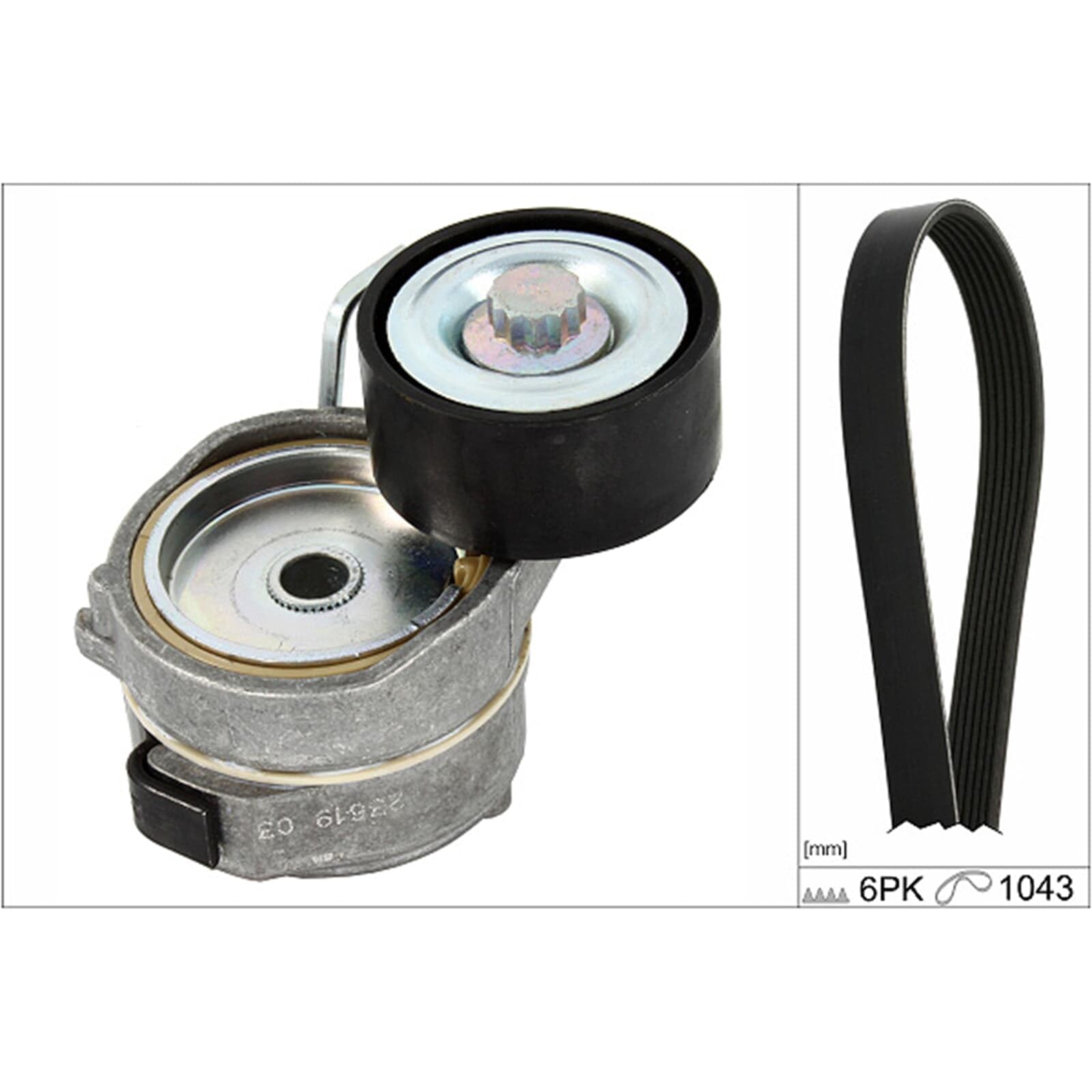 INA Jeu de courroies trapézoïdales à nervures 529 0419 10 1043mm Compatible avec PEUGEOT 208 I 3/5 portes CA, CC 308 II 3/5 portes LB, LP, LW, LH, L3 3008 I 0U, CITROËN Berlingo II B9