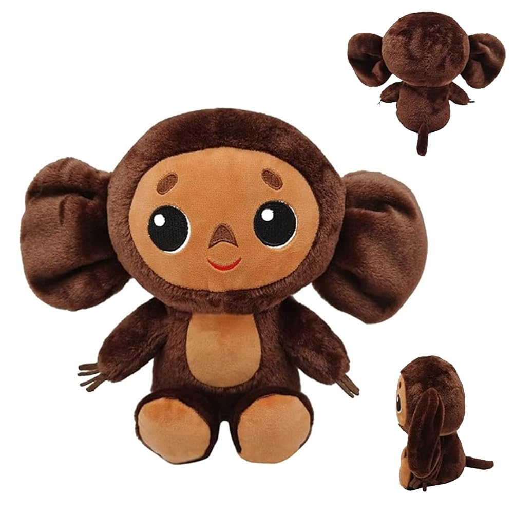 HAUZMLL Cheburashka Monkey Plush Doll, Cute Big Ear Soft Pillow, Figure Ornament, Gift for Friends
