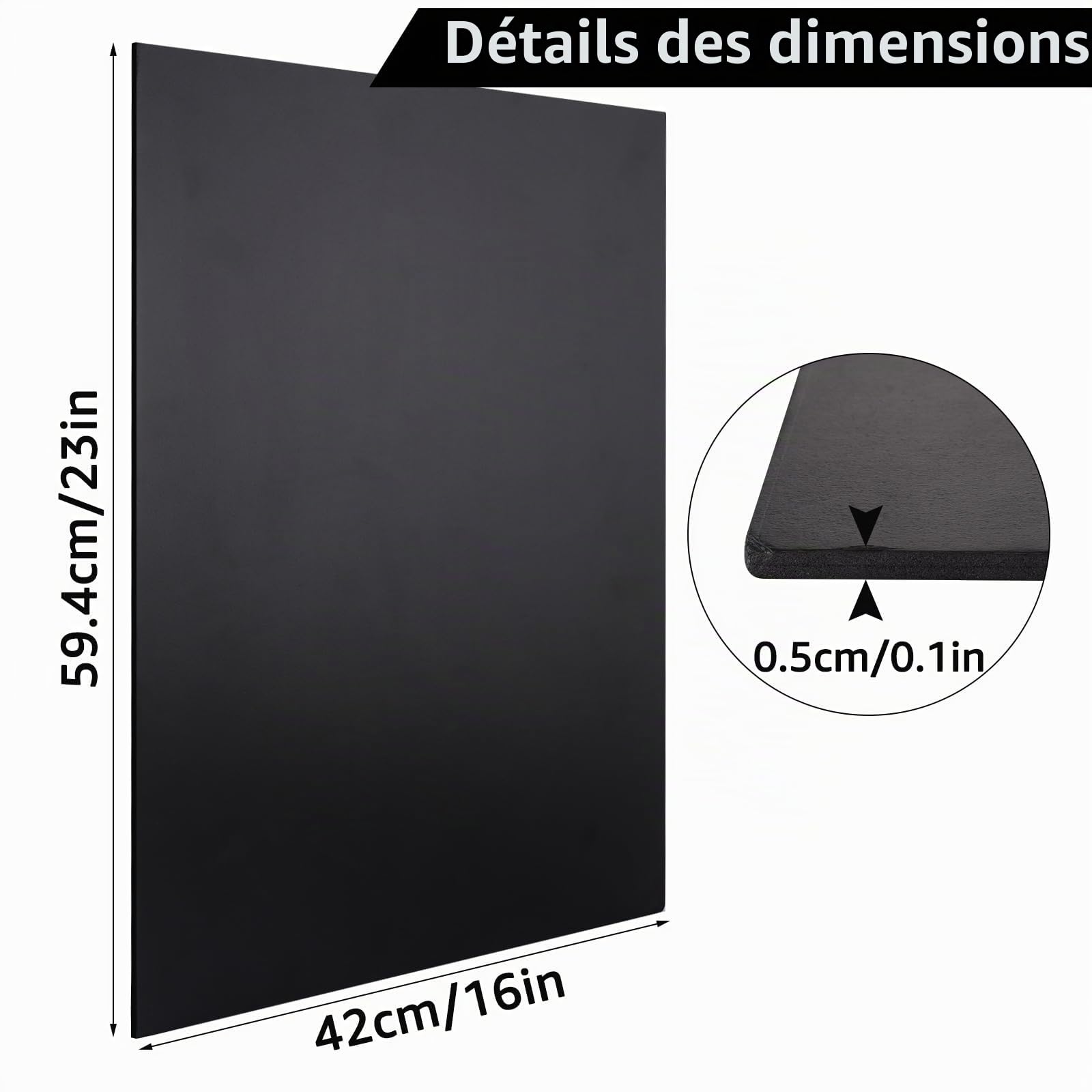 ASelected Lot de 10 planches de mousse de polystyrène A2, 5 mm d'épaisseur, pour modélisme, montage de photos, présentations, projets d'art et d'artisanat, 594 x 420 mm - Noir