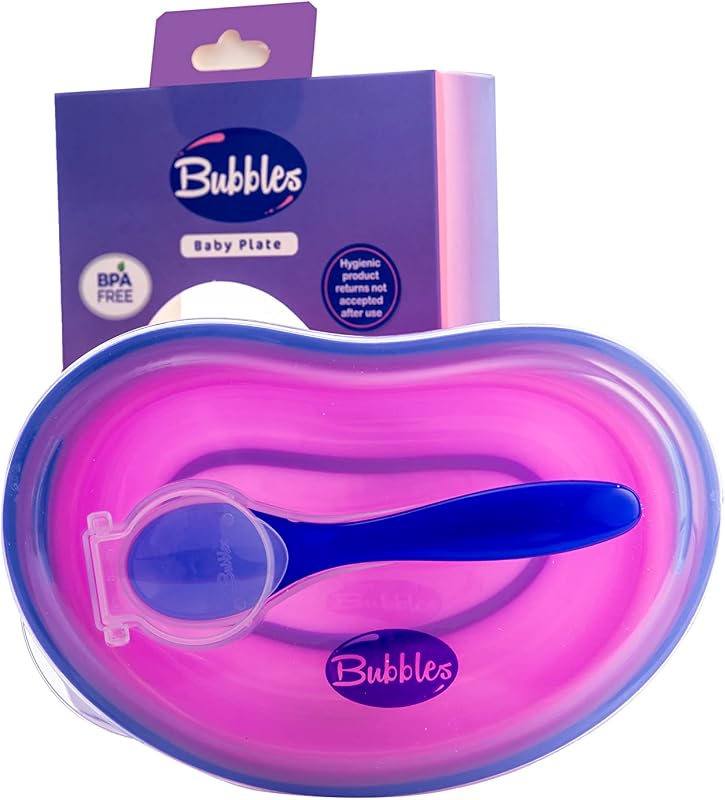 Bubbles Plate with Cover and Spoon - blue - 1 Plate