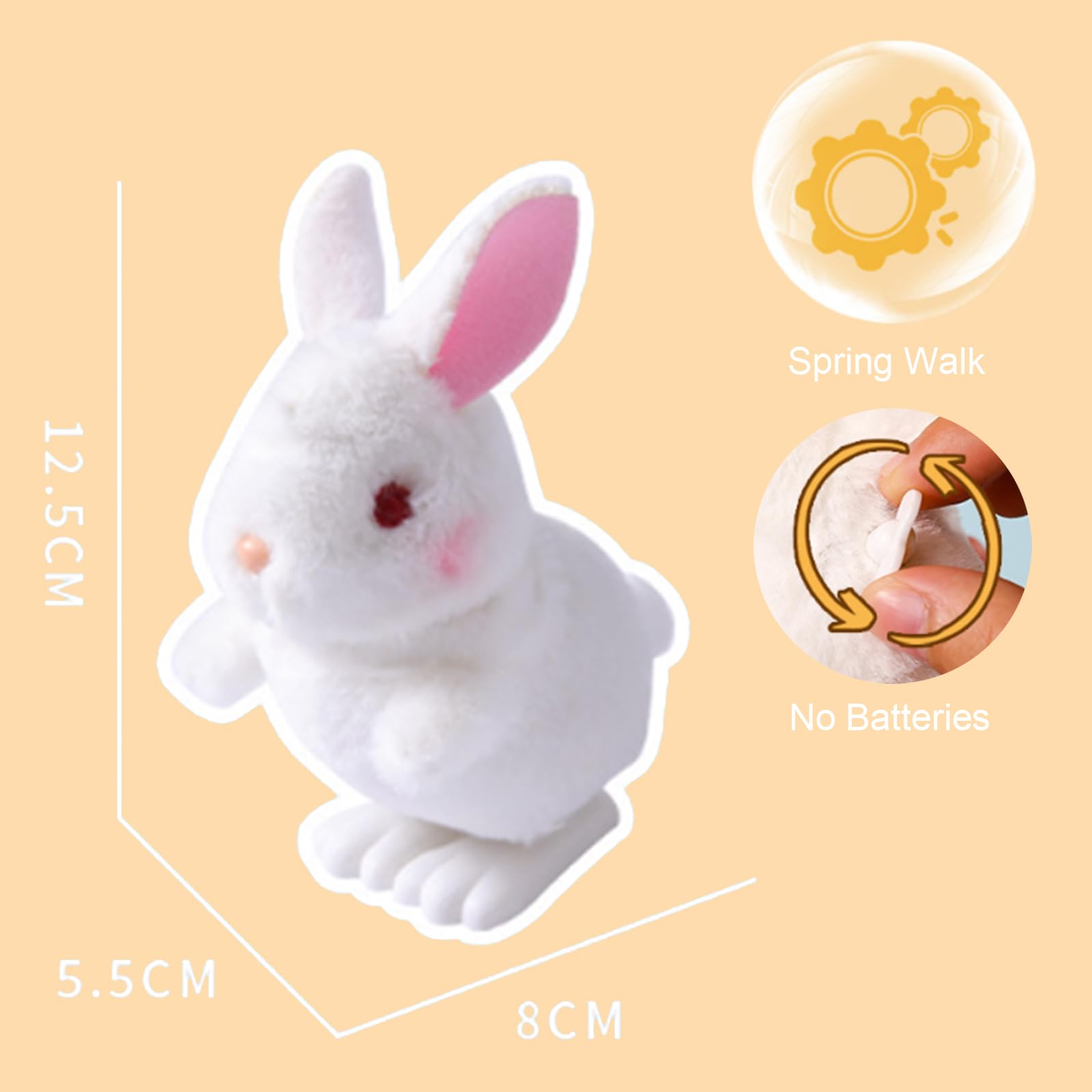 Mienocol 2 PCS Rabbit and Chicken Wind Up Toys Simulated Plush Rabbit and Chicken Toy for Kids,Funny Jumping Clockwork Toy for Easter Gift Easter Egg Hunt Basket Filler Party Favors - Image 3