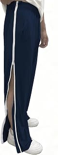 Men's Tear Away Pants 2 Side Full Zippers Legs Snap Off Sweatpants with Pockets for Post Knee Surgery Recovery