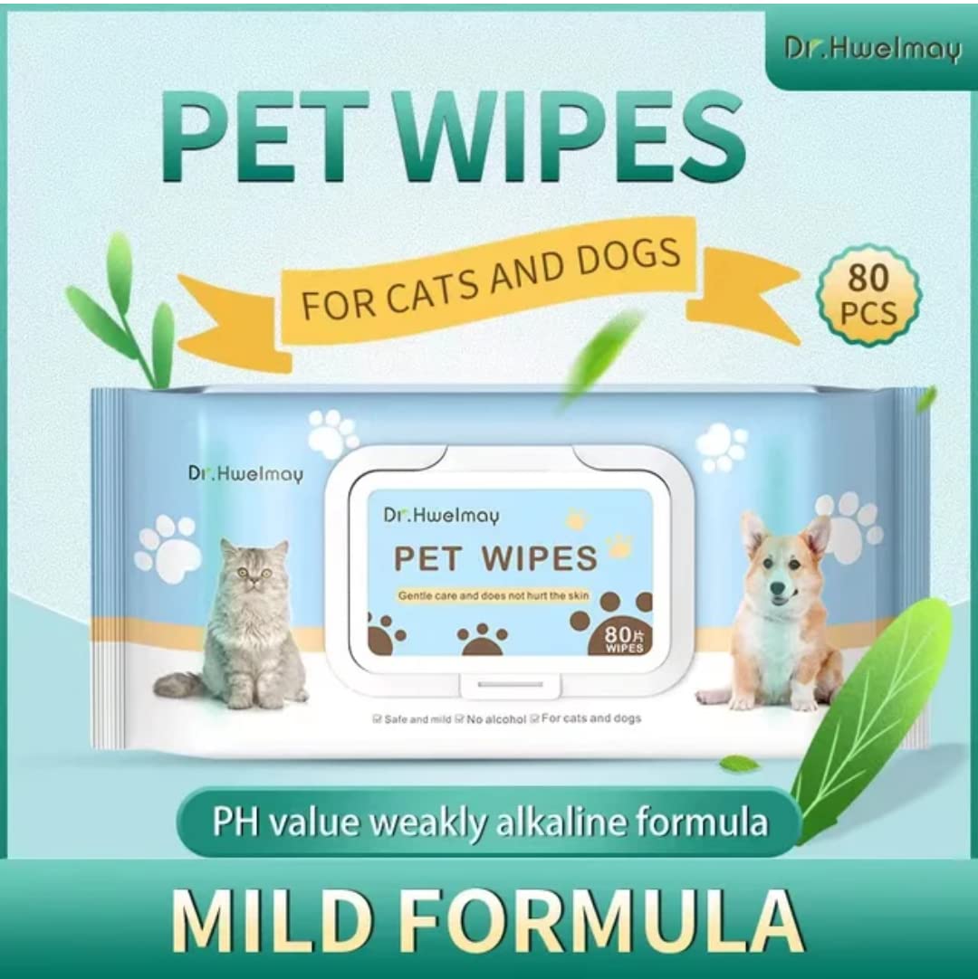 Dr.HwelmayPet Wipes/Grooming Wipes For Dogs, Cats,80 Count (Pack Of 3)