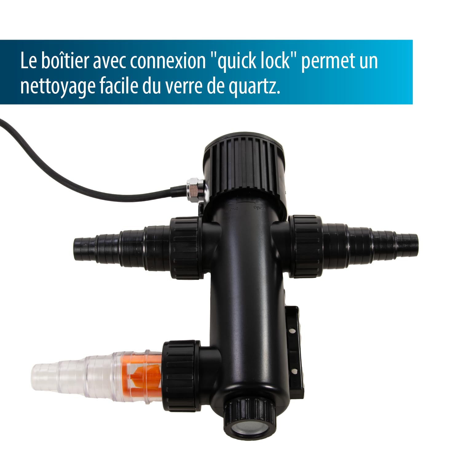 Aquaforte Guv-209 Uv-C, max. Teich 8 m³, max. Durchfluss 1,5 m³Stunde, 9 Watt, Gehäuse mit Quick Lock Anschluss, Ausgestattet mit 3 Anschlüssen: 3 Schlauchtüllen 20253240 mm Und Uv-Schauglas