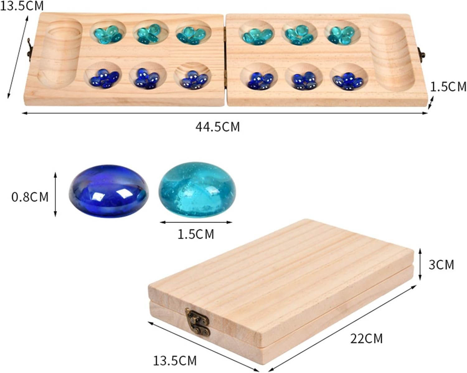 Mancala Board Game - Board Game with Folding Wooden Board image 3