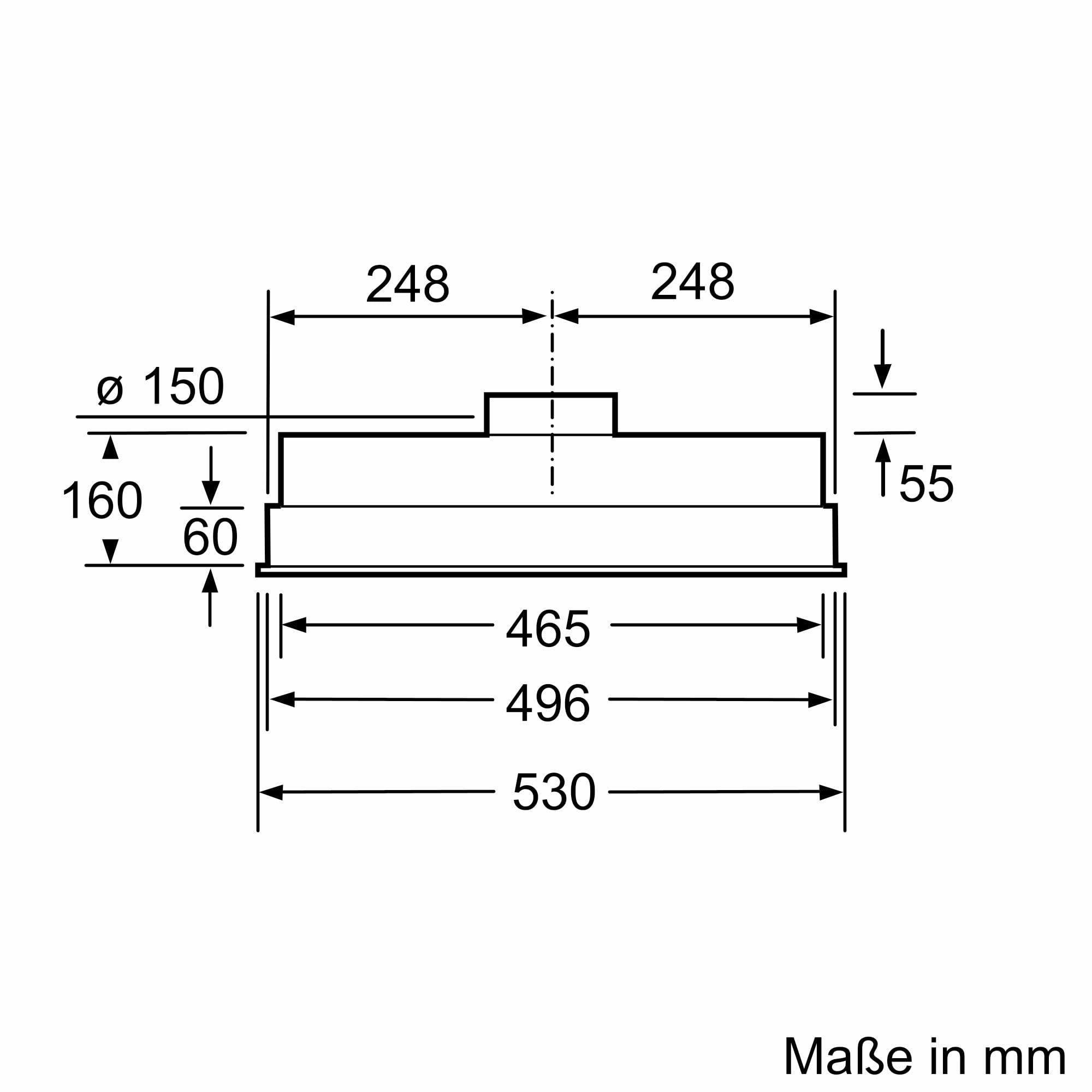 Bosch DHL555BM Serie 4 Lüfterbaustein 53 cm LED-Beleuchtung Abluft Umluft Metallfettfilter spülmaschinengeeignet Silber Metallisch