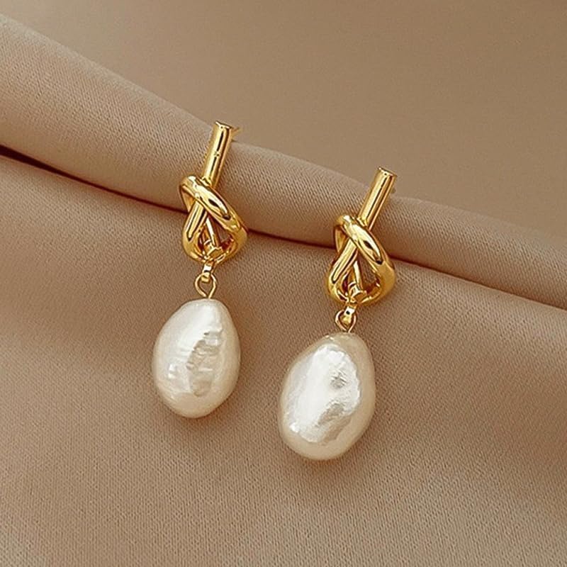1Pair Pearl Knot Stud Earrings,...