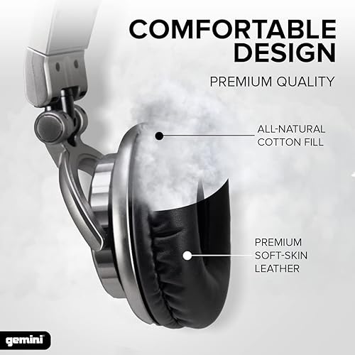 Miniatura 5 de Gemini - Auriculares profesionales con cable para DJ, auriculares de estudio sobre la oreja para producción de música, podcasting, grabación y