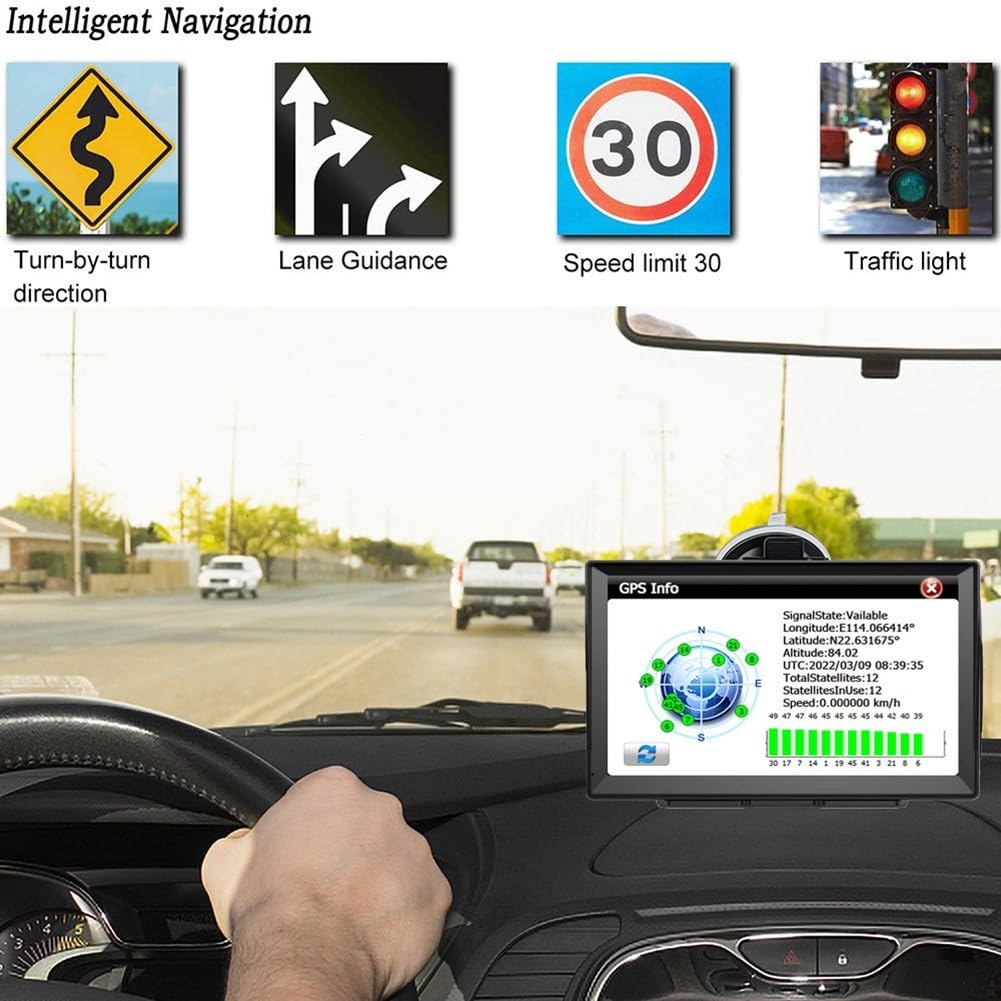 Sistema de navegación GPS de 9 pulgadas, mapas sin conexión 2024 con actualizaciones para Europa, Reino Unido, Francia, Rusia, para coche, camión, autobús, caravana, autocaravana, conductores