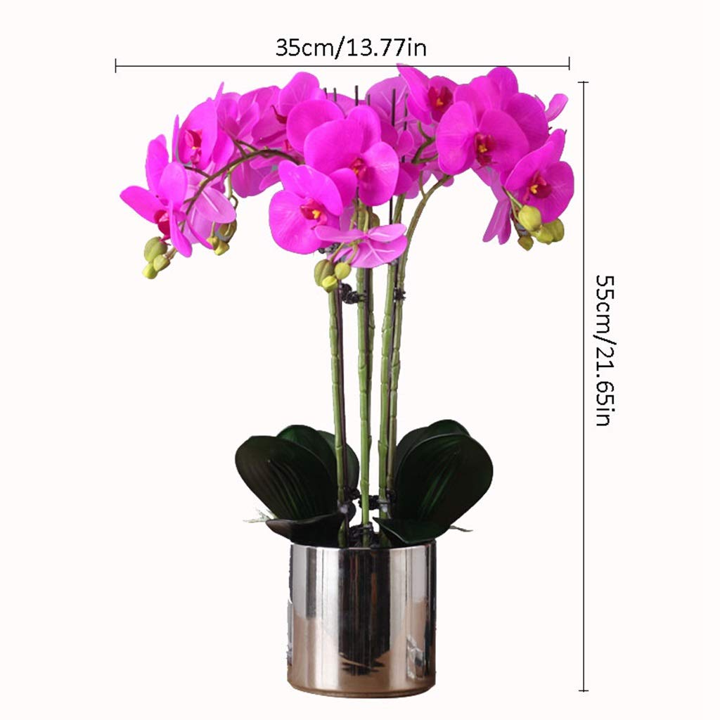SDdPulse Orchidea artificiale Phalaenopsis artificiale fiori di orchidea finta in vaso composizione di fiori festa di nozze tavolo da pranzo squisita decorazione casa ufficio cucina essere, viola