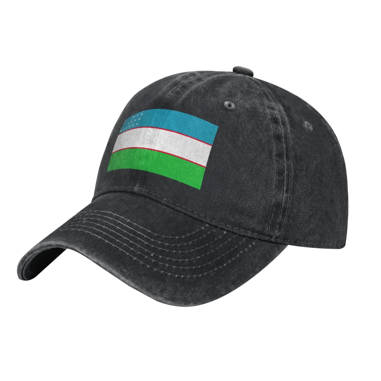 Denim Baseball Cap Flag of The Republic of Uzbekistan Print Cotton Adjustable Fit Perfect for Everyday Sports Travel Unisex