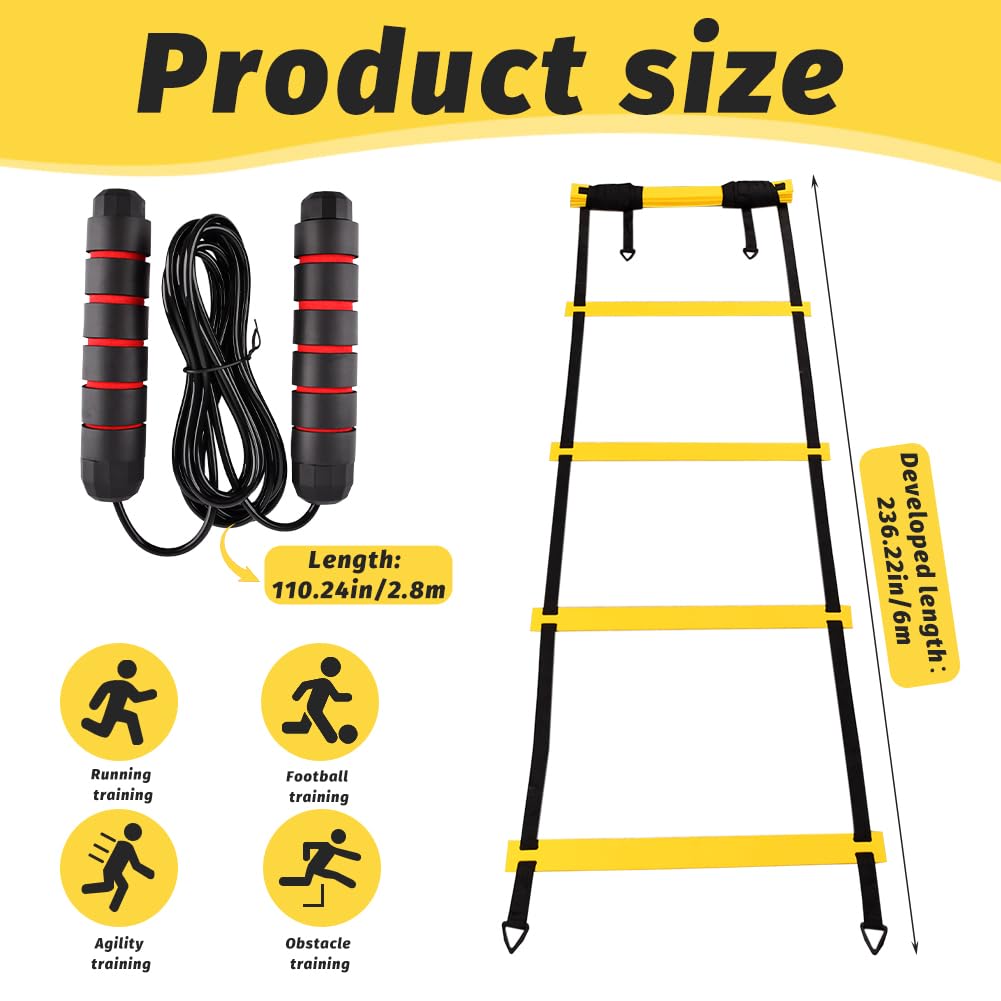 Training Ladder Rope Soccer Training Set Soccer Training Equipment Set - 20ft Agility Ladder ...