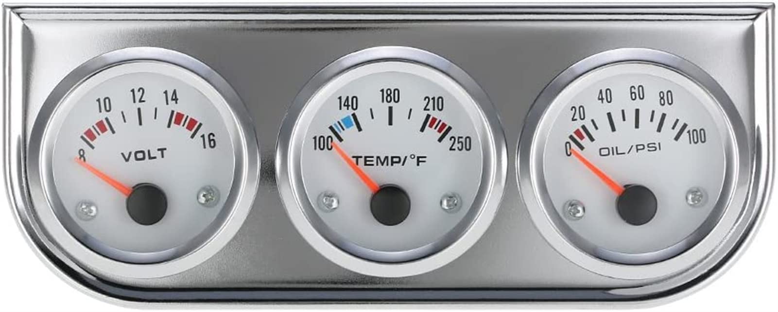 Ciśnienie oleju Fahrenheita Woda 52MM Oil Pressure Fahrenheit Water Temperature Gauge Voltmeter Chrome 3 In 1 Gauge Kit Car Motorcycle Meter