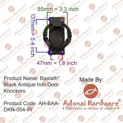 Adonai Hardware "Baalath" Antique Iron Heavy Duty Forged Front Entry Sturdy Ring Door Knockers (Antique Copper) For Vintage Wooden Barn Shed Doors, Gates, Fences, Furniture, Castle And Farmhouse #TOP6