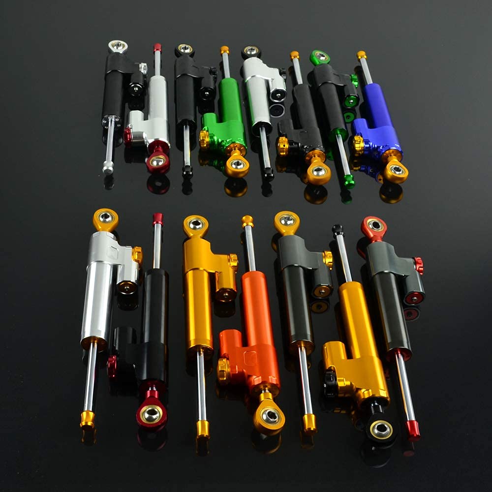 Universal verstellbarer Lenkungsdämpfer für Motorrad, CNC, Aluminium, passend für die meisten Roller, Motorräder, schwarzer Körper, roter Kopf