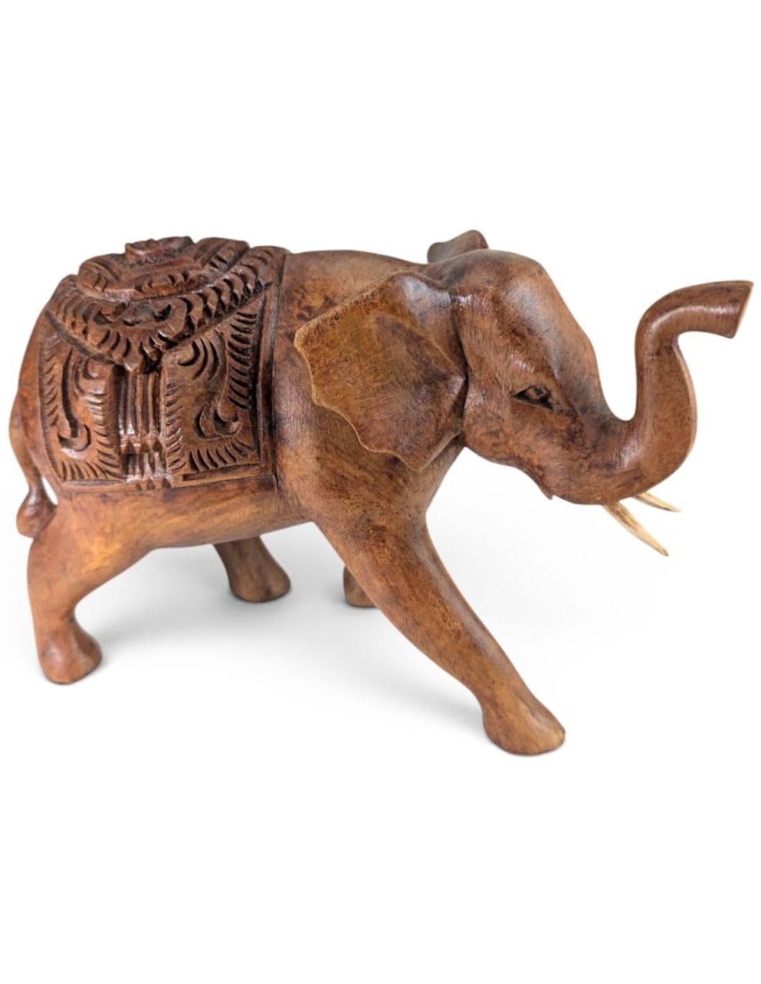 Artisanal Statue éléphant 20cm en Bois sculpté Main