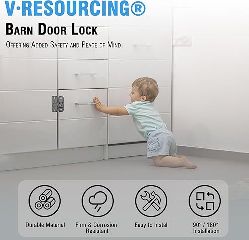 Miniatura 2 de Cerradura de puerta corrediza de granero, cierre de puerta abatible resistente de 90180 grados, pestillo grueso antioxidante para puertas de