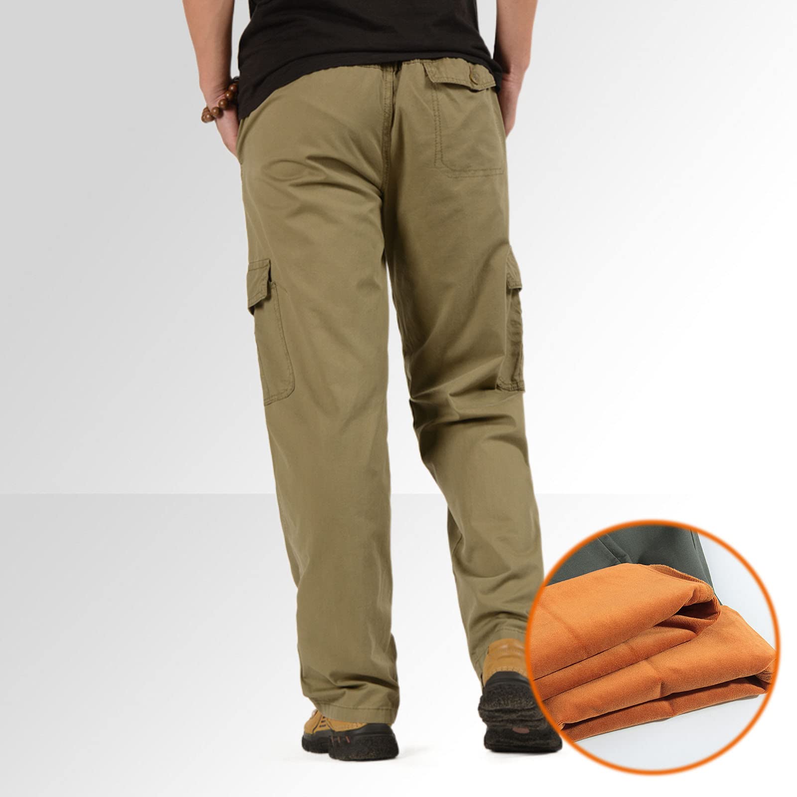 Pantaloni Tuta Cargo Uomo-Mens Fashion Casual Loose Plus Size Pocket Lace Up Pantaloni in Velluto
