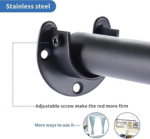 Miniatura 6 de Soporte para barra de armario de acero inoxidable, soporte de barra de armario de 1-1/4 pulgadas de diámetro, 2 piezas, soporte de barra de cortina