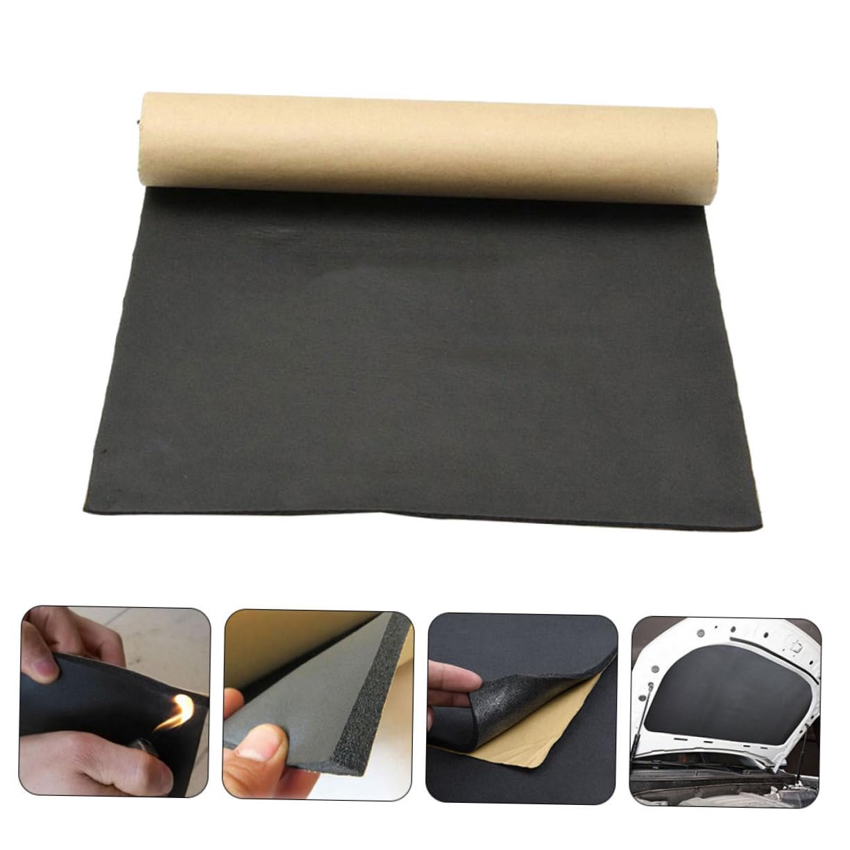Espuma Acústica para Automóviles Aislamiento Térmico y Acústico, Protector Térmico del Motor, 2 Piezas de Goma y Plástico, Negro