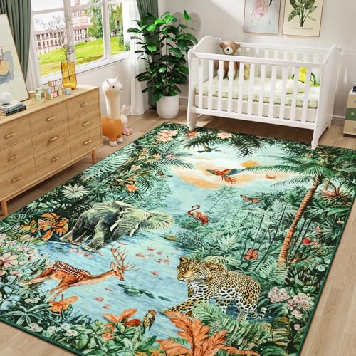 Tapete Amearea Jungle 5x7 Verde Lavable miniatura 2