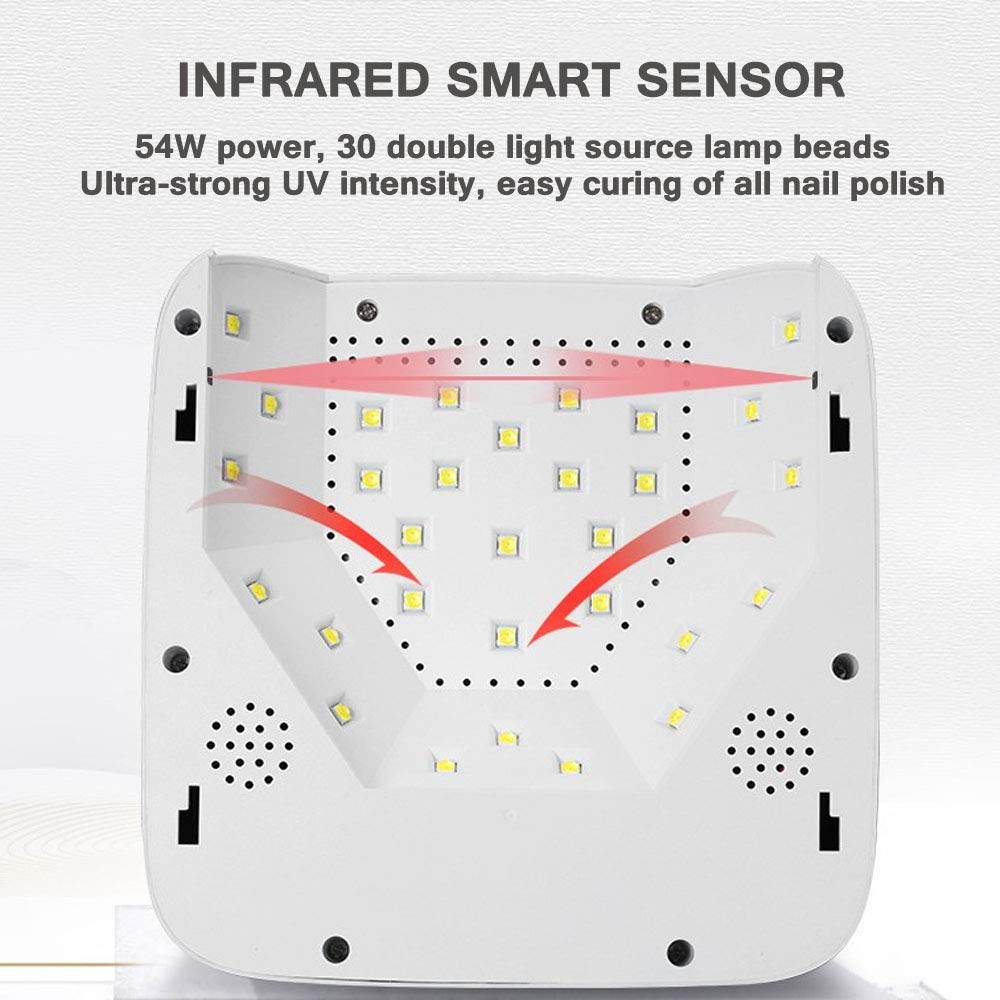 Bezprzewodowa lampa do paznokci LED o mocy 54 W, akumulatorowa lampa LED do suszenia paznokci, lampa utwardzająca do paznokci, żelowy lakier do paznokci, lampa do paznokci, narzędzia do mani