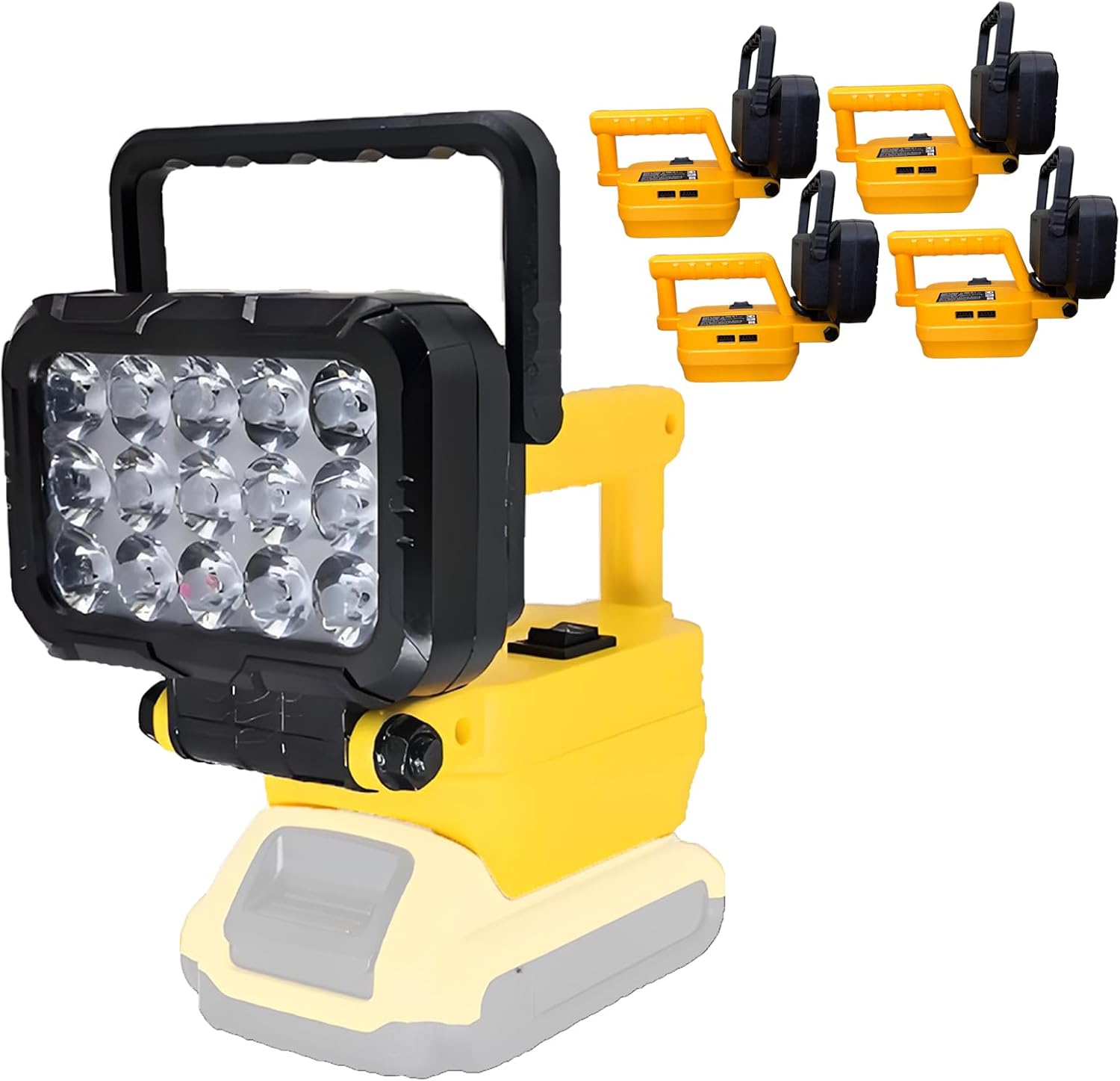 4-Pack Cordless LED Handheld Flashlight, Compatible with DeWalt 20V Battery Work Light, 30W 3000Lumens Emergency Light, for Home Renovation, Garage, Workshop, Repair(Battery Not Included)