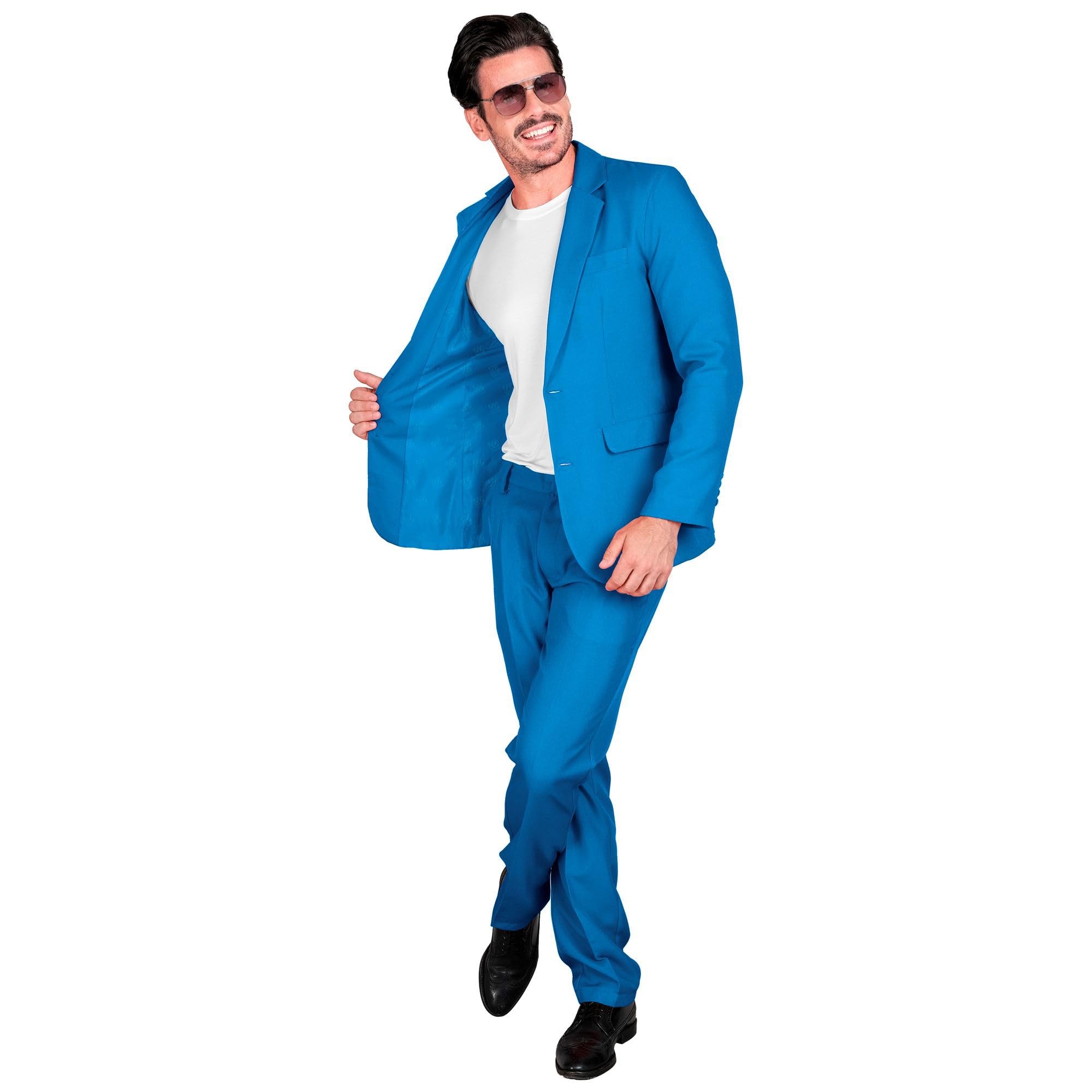 WIDMANN - Mr Azure Costume Light Blue Suit Jacket and Trousers Showman Disco Fever Casino Theme Party