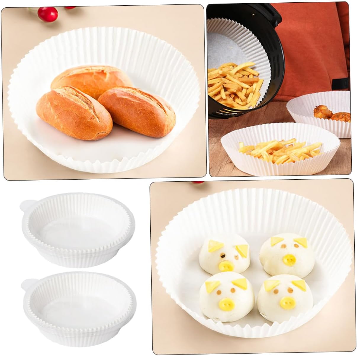 100pcs Air Fryer Oil-proof Paper Trays Non-stick Baking Liners