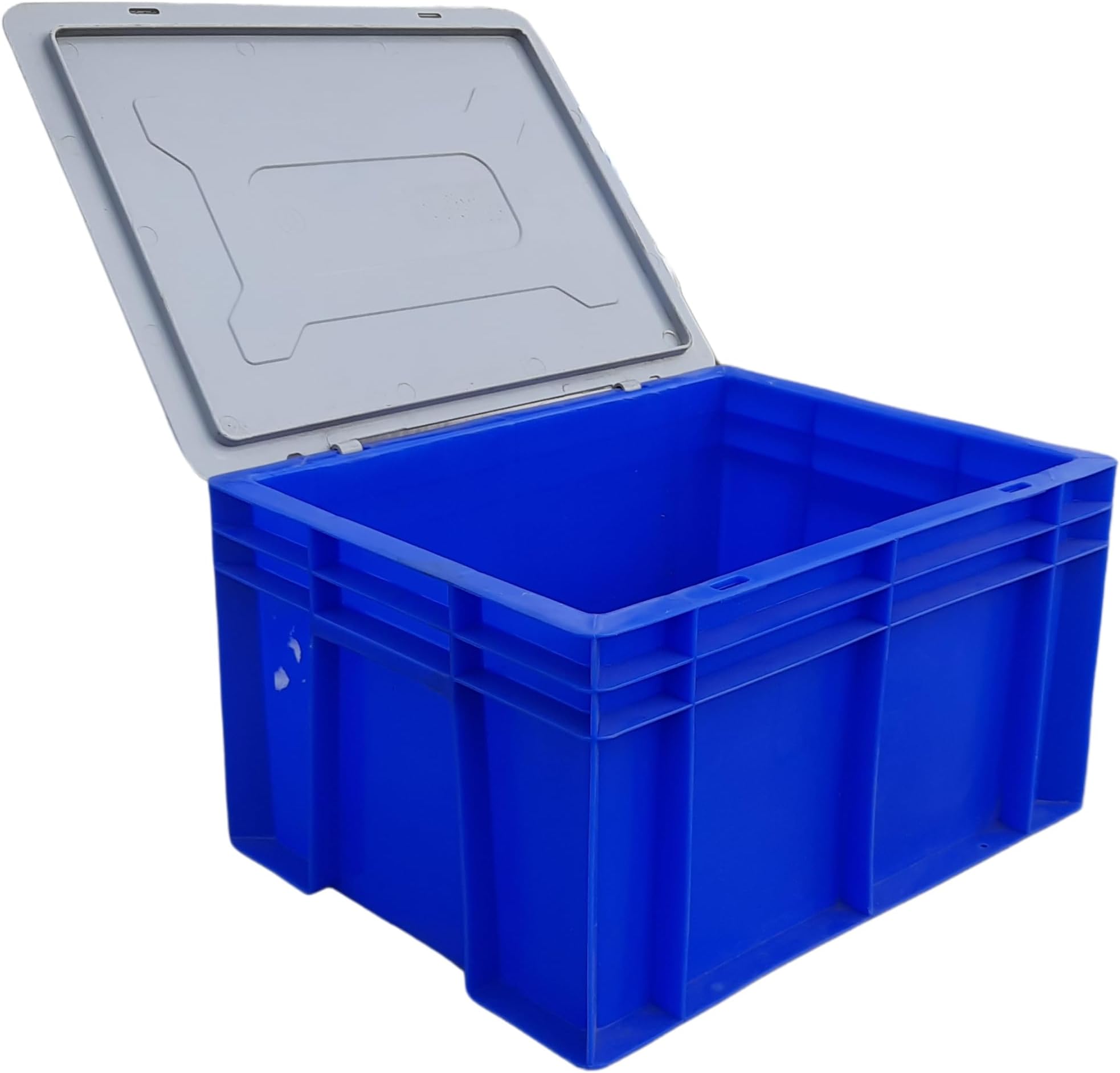 - Plastic Crate with Lid, 400x300x200 MM Multipurpose Heavy Duty Big Blue Portable Crates for storage | Shelf Basket for Large Storage Bin | Vegetable, Fruit, Milk