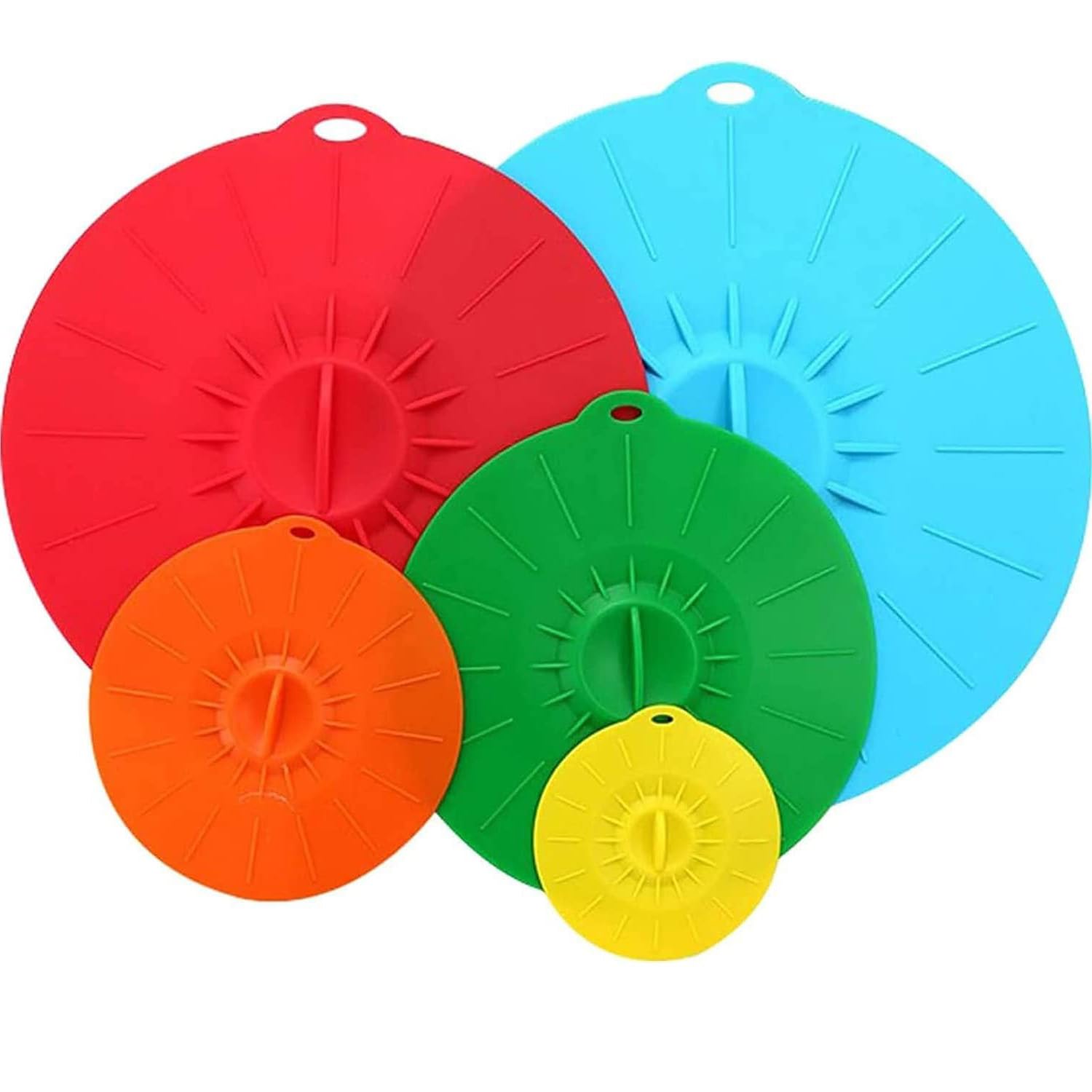 5 Pezzi Coperchi in Silicone, Coperchi Universali in Silicone, Coperchi A Ventosa, Per Ciotole, Tazze, Padelle e Forni a Microonde (Colore Regolare)