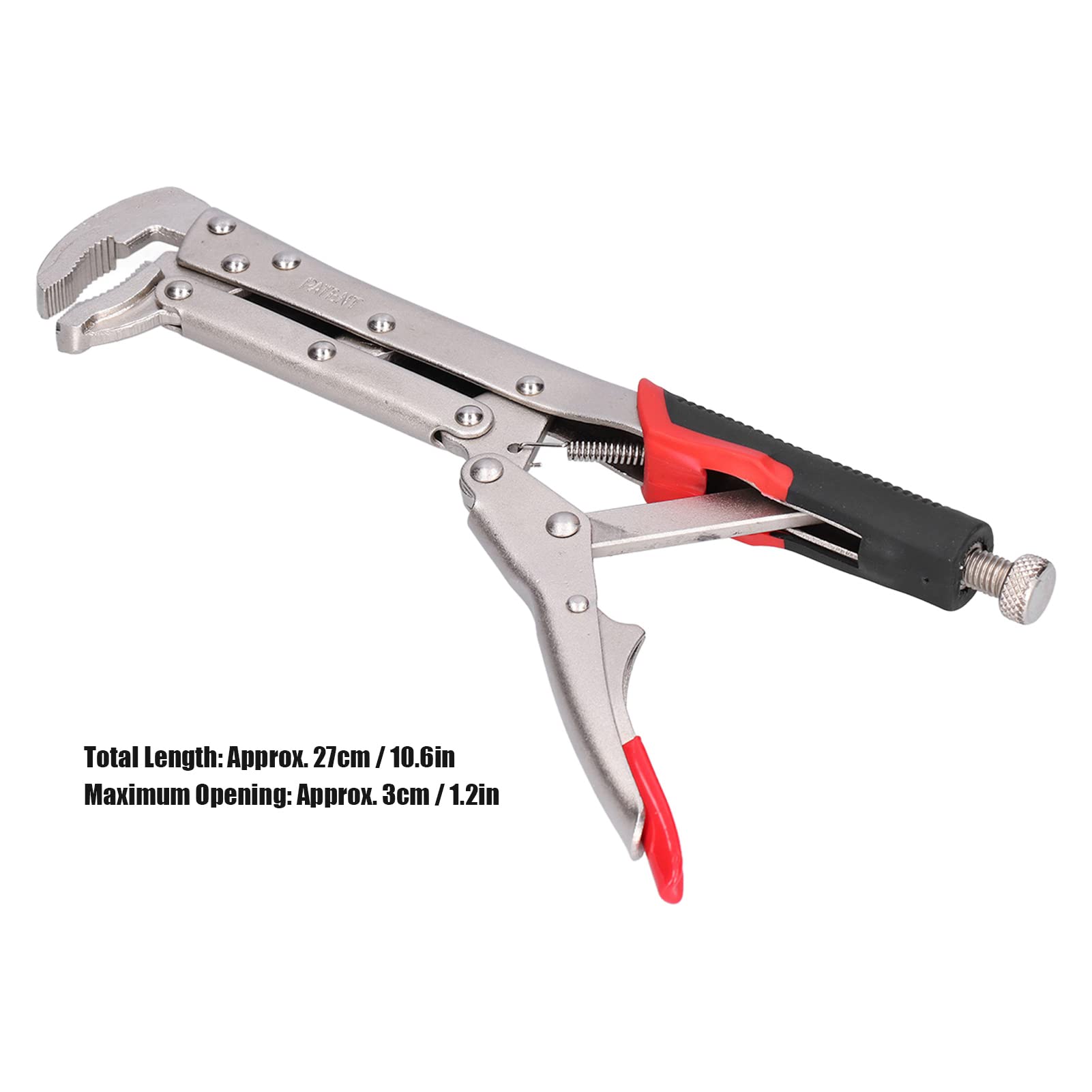 Alicates de bloqueo extendido | Jaw curvado de 80 grados para espacios estrechos/carpintería/bricolaje | Capacidad de apertura de 3 cm, longitud total de 27 cm | Recubrimiento