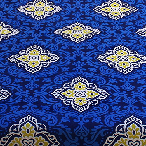Image of Story@Home 120 TC 1 Bedsheet for Double Bed Cotton with 2 Pillow Covers, Motif Pattern, Blue & Yellow