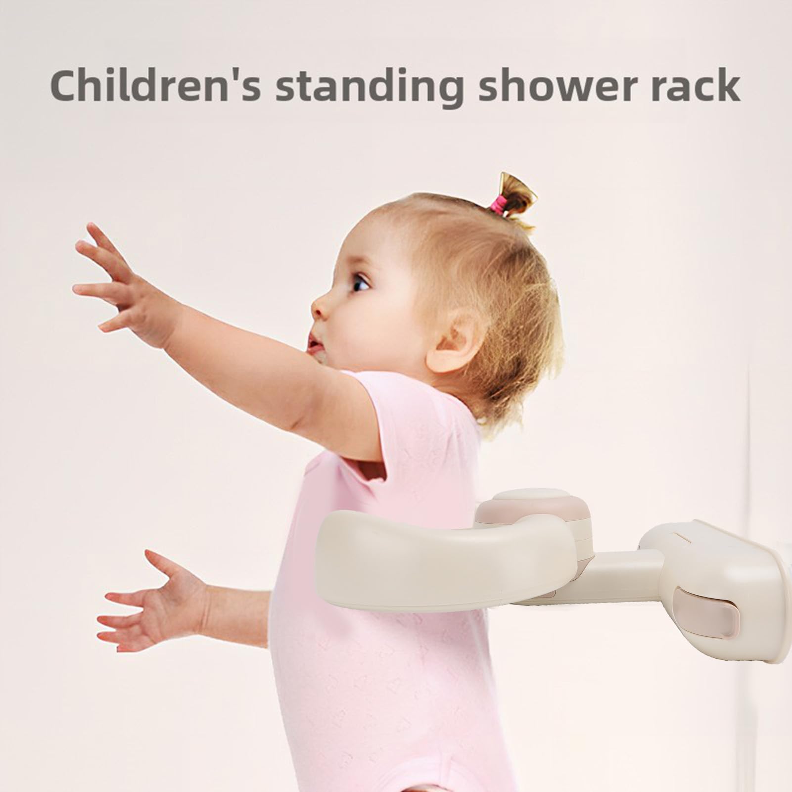 Bohrfreie Wandmontage Baby‑Bade‑Ständer mit Verstellbarem Bade‑Ständer Baby‑Badeunterstützung Zuverlässige Saugnäpfe DuschRutsch Kippsicher Platzsparend für Kleinkinder (Khaki)