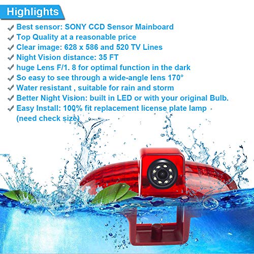 Rear View Camera Kit7 Inch TFT LCD Screen Monitor + Car HD waterproof 3rd Brake Light Reverse Camera for Opel Vivaro surf concept/life/Combo/Vauxhall/Renault Trafic/Fiat Talento/Primastar van - Image 3
