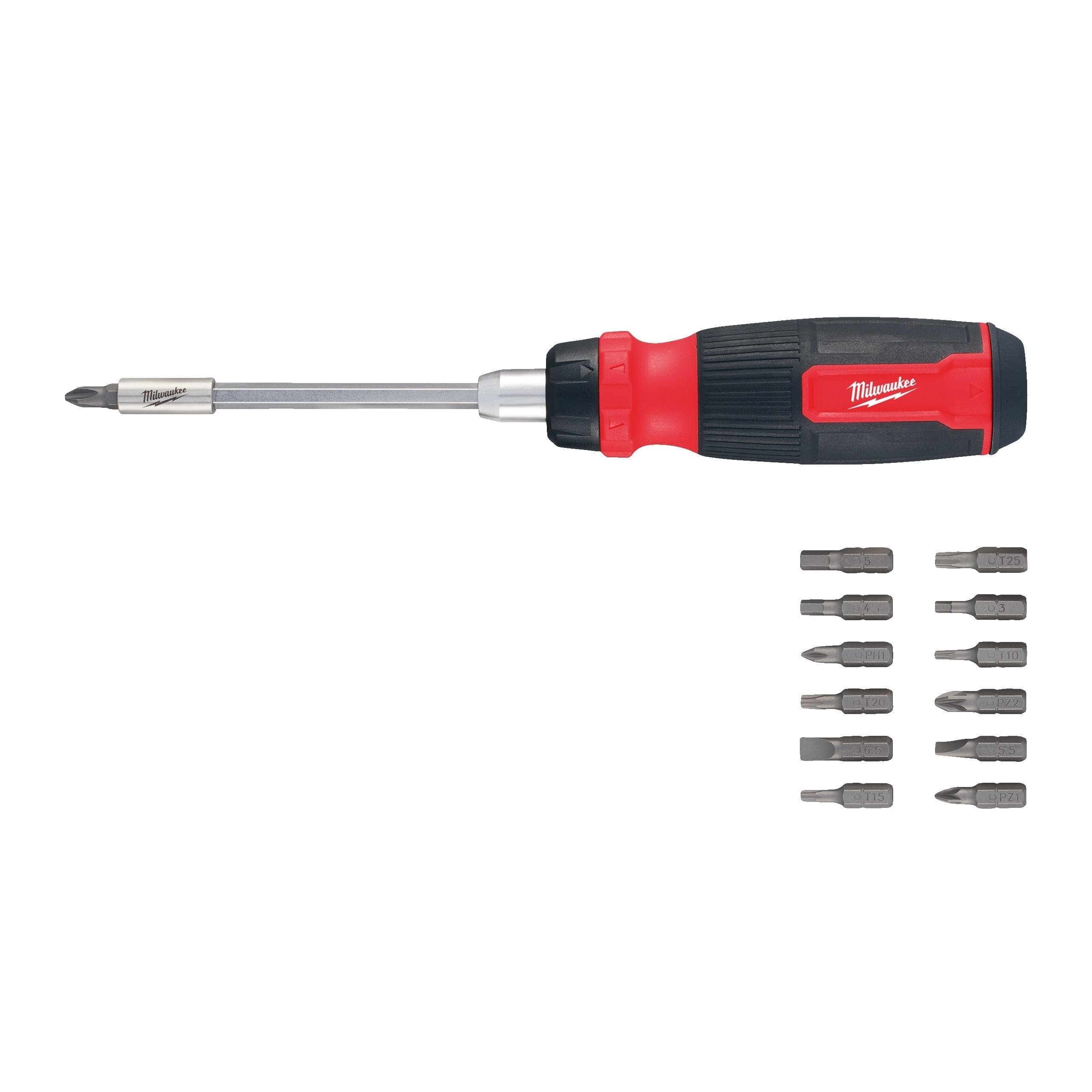 Milwaukee Multi-Bit Schraubendreher mit Ratschenfunktion 14-in-1 inkl. 13 Bits PH/PZ/TX/SL/HEX