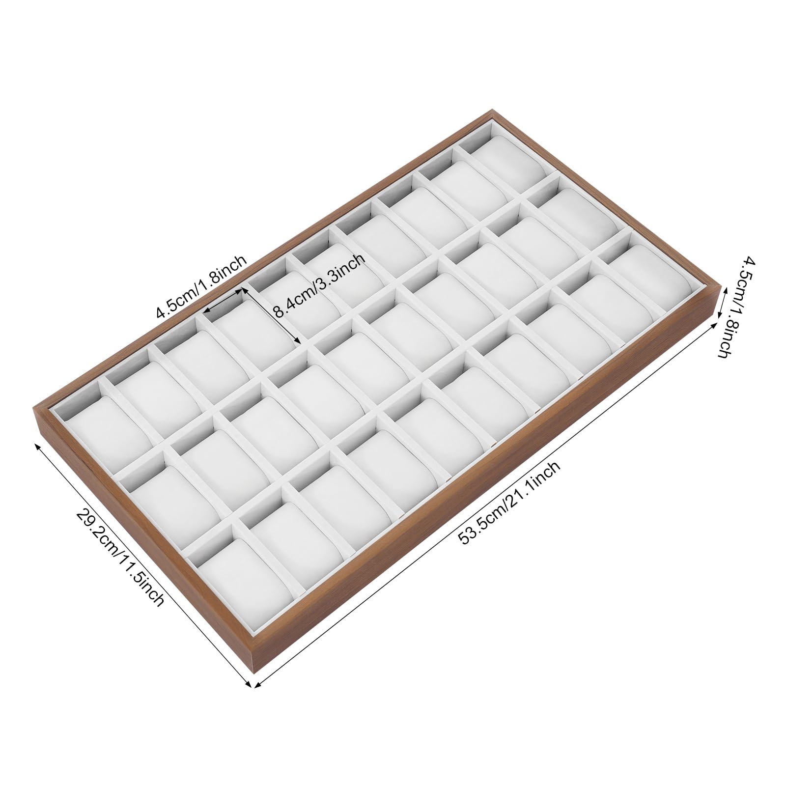 Madelynn Caja para relojes con 30 compartimentos, caja de 53,5 x 29,2 cm, organizador de MDF, caja de reloj con cojín suave, para relojes y joyas, regalo para coleccionistas