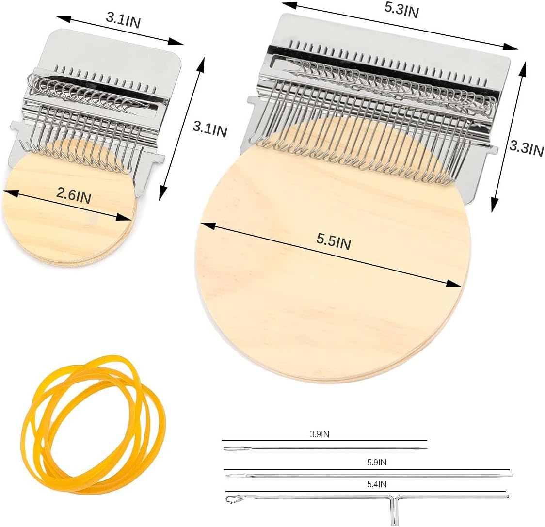 Small Loom Speedweve Type Weave Tool - Mini Wooden Weaving Loom Kit Convenient Darning Loom Mending Loom Knitting Loom for Craft DIY Weaving for Jeans, Socks and Clothes (28 Hooks)