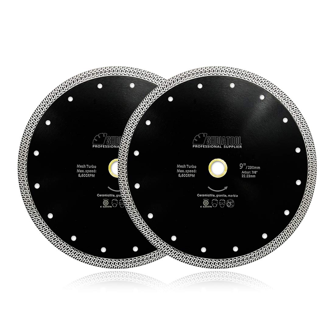 SHDIATOOL Tarcza do cięcia diamentowego 2 szt. 9 cali / 230 mm ostrze piły z siatką turbo do płytek porcelanowych ceramicznych granitowych marmuru