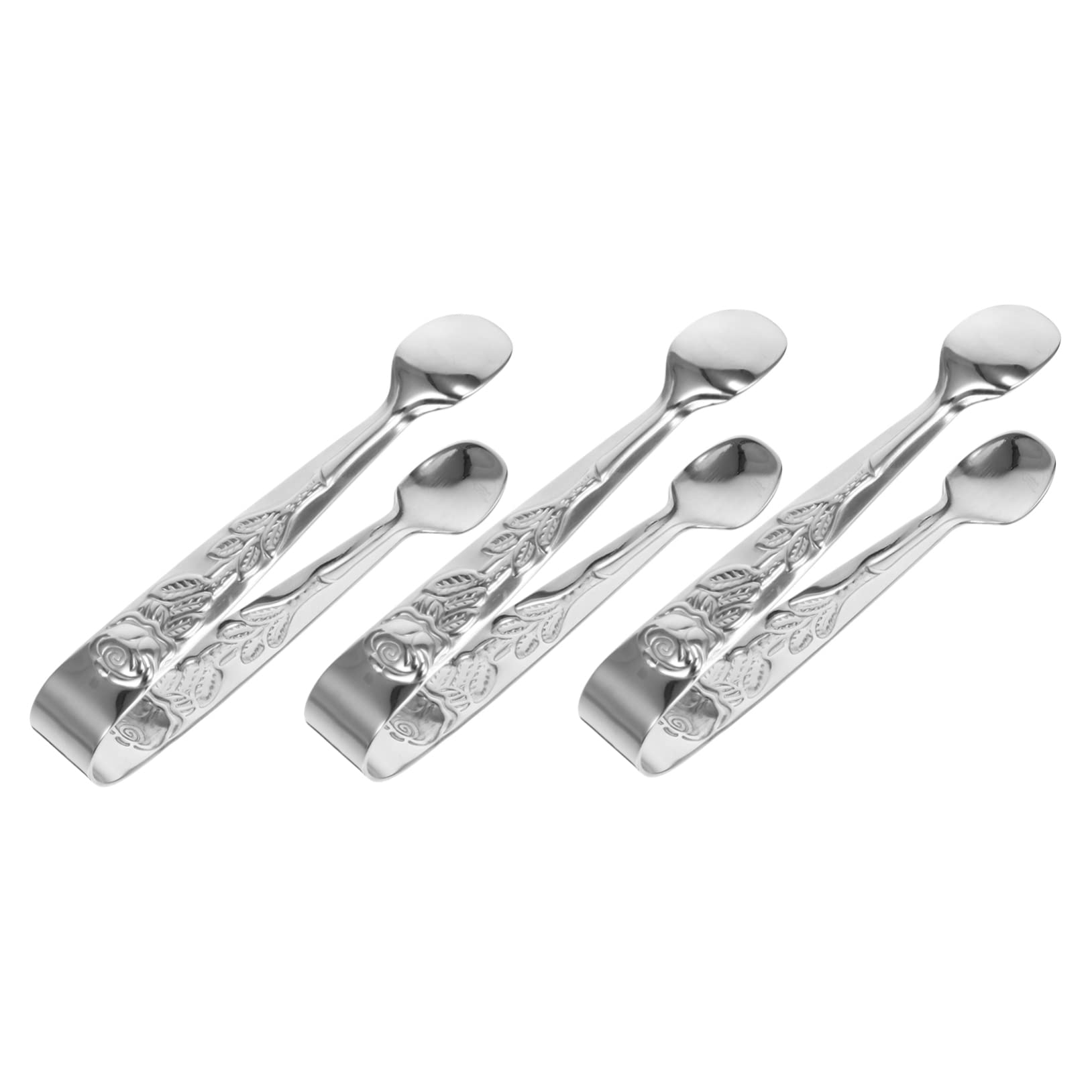 SOLUSTRE 3Pcs Stainless Steel Food Tongs Ice Cube Clips Biscuit Tongs Portable Silver Kitchen Utensils for Parties Gatherings and Daily Use