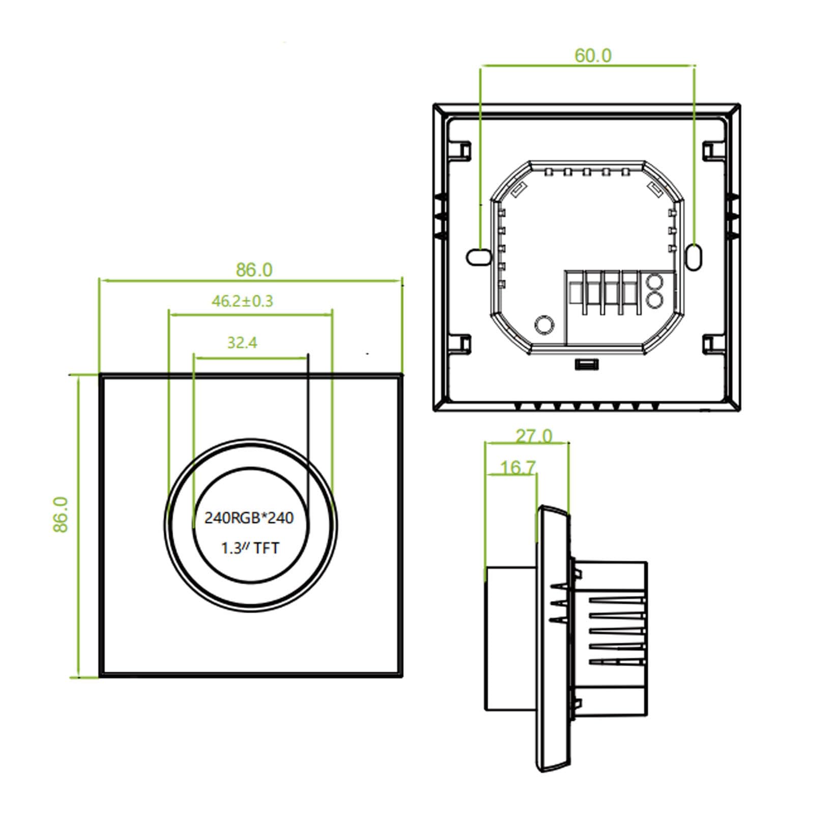 Yosoo Health Gear Inteligentny Termostat PC ABS Wifi Termostat 95 do 240 V AC Ekran TFT Pokrętło Zdalna Kontrola Aplikacji 41 do 95 Fahrenheita Wiszącego Kominka Ogrzewanie Domu