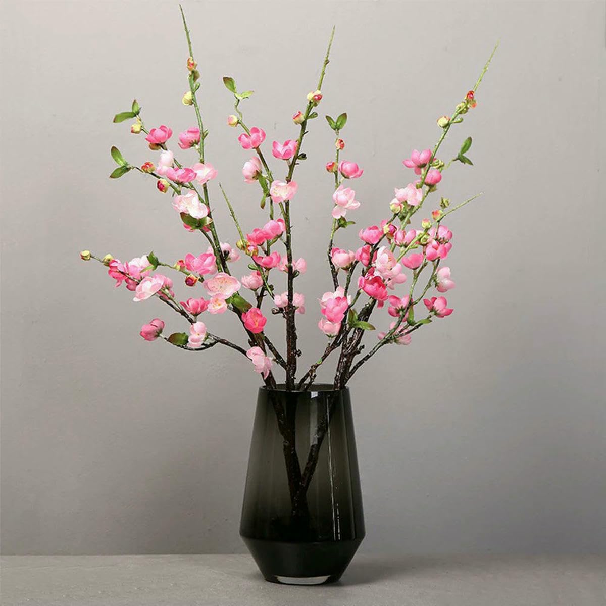 Ayhtud Rose Red Artificial Cherry Blossom Flower Branches Silk Peach Spring For Wedding Decoration Plum Blossom Wedding Arrangement Accessories