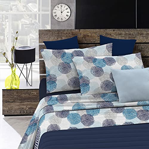 Italian Bed Linen MB Home Italy “Fantasy” Bed Sheets Set, Soffioni Blu, Double