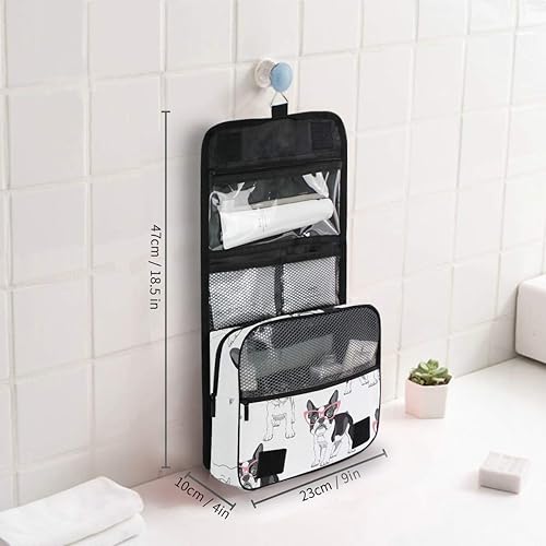Miniatura 2 de Neceser de viaje colgante para mujeres y hombres, bolsa de maquillaje portátil para cosméticos, organizador de viaje para accesorios, FRENCH BULLDOG