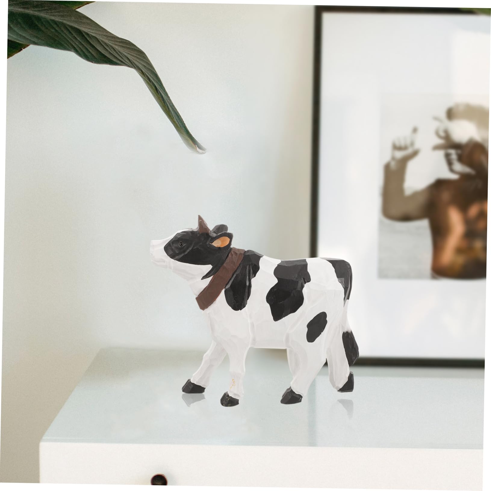 Amazon.co.jp: SEWOART 木製の動物の飾り 牛の置物 室内装飾用動物の