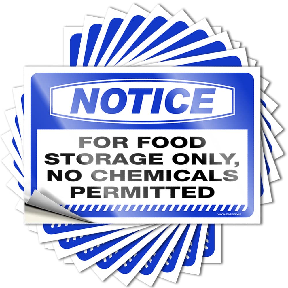 Notice for Food Storage Only, No Chemicals Permitted Saying Rooms Decorations | Inspirational Helmet Removable Decal Pack(12X18CM)
