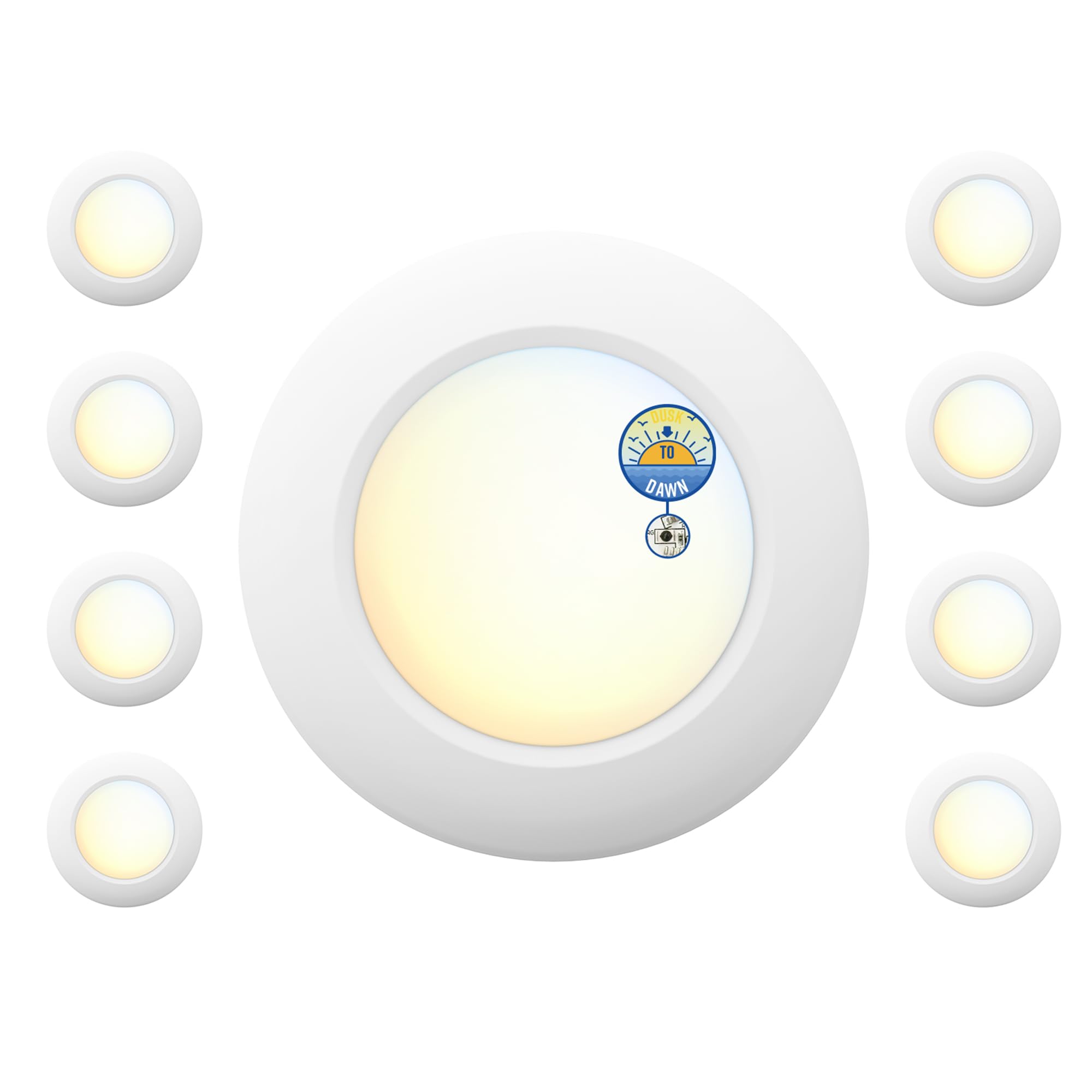 JULLISON 6 Inch LED Low Profile Disk Light with Dusk to Dawn Sensor