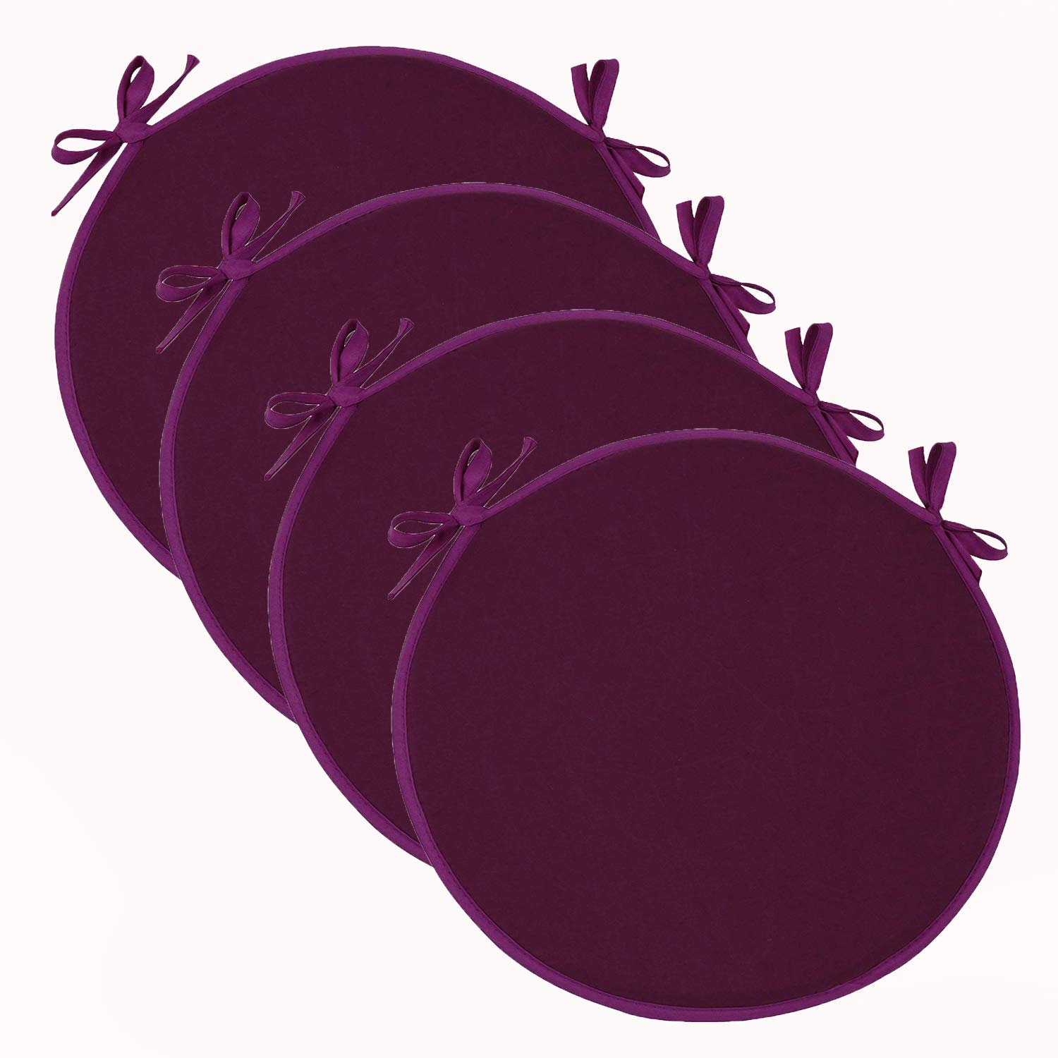 Coussins de chaise ronds violets de 38 cm antidérapants grâce à leurs liens de fixation