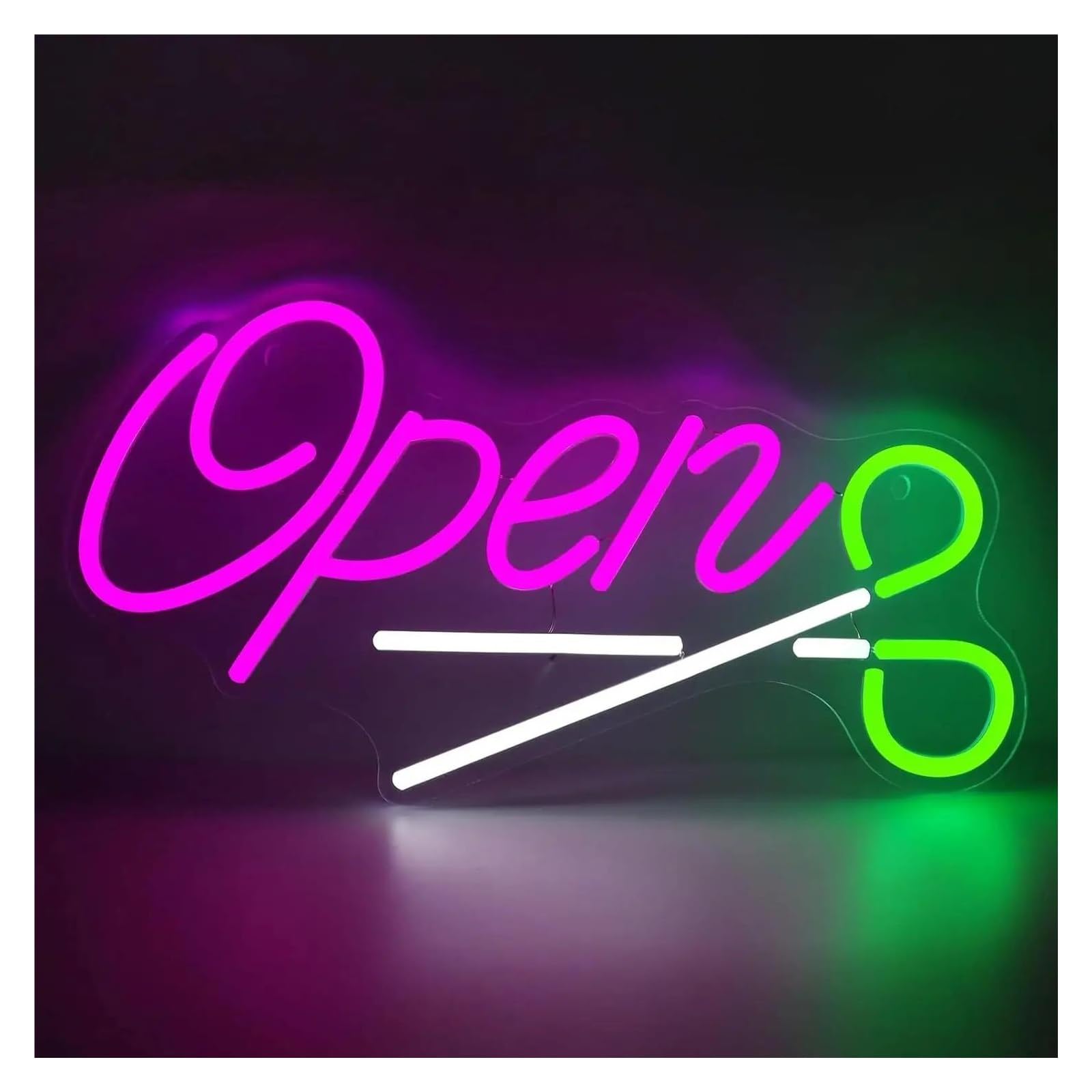 LEMST Sign Lamp Open Scissors Neon Light - USB Powered, with Dimmer, Adjustable Brightness, for Salons, Studios, Creative Spaces 40x20cm