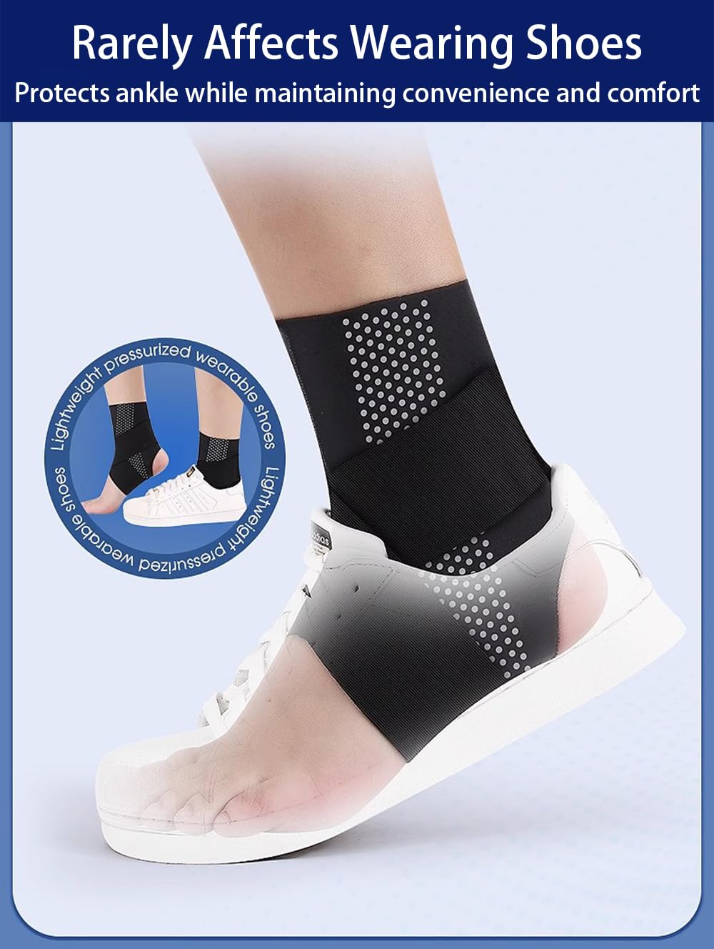 Ankle Compression Sleeves 2-Pack - Plantar Fasciitis Relief & Sports Support